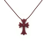 Chrome Hearts Silichrome Cross Necklace Red