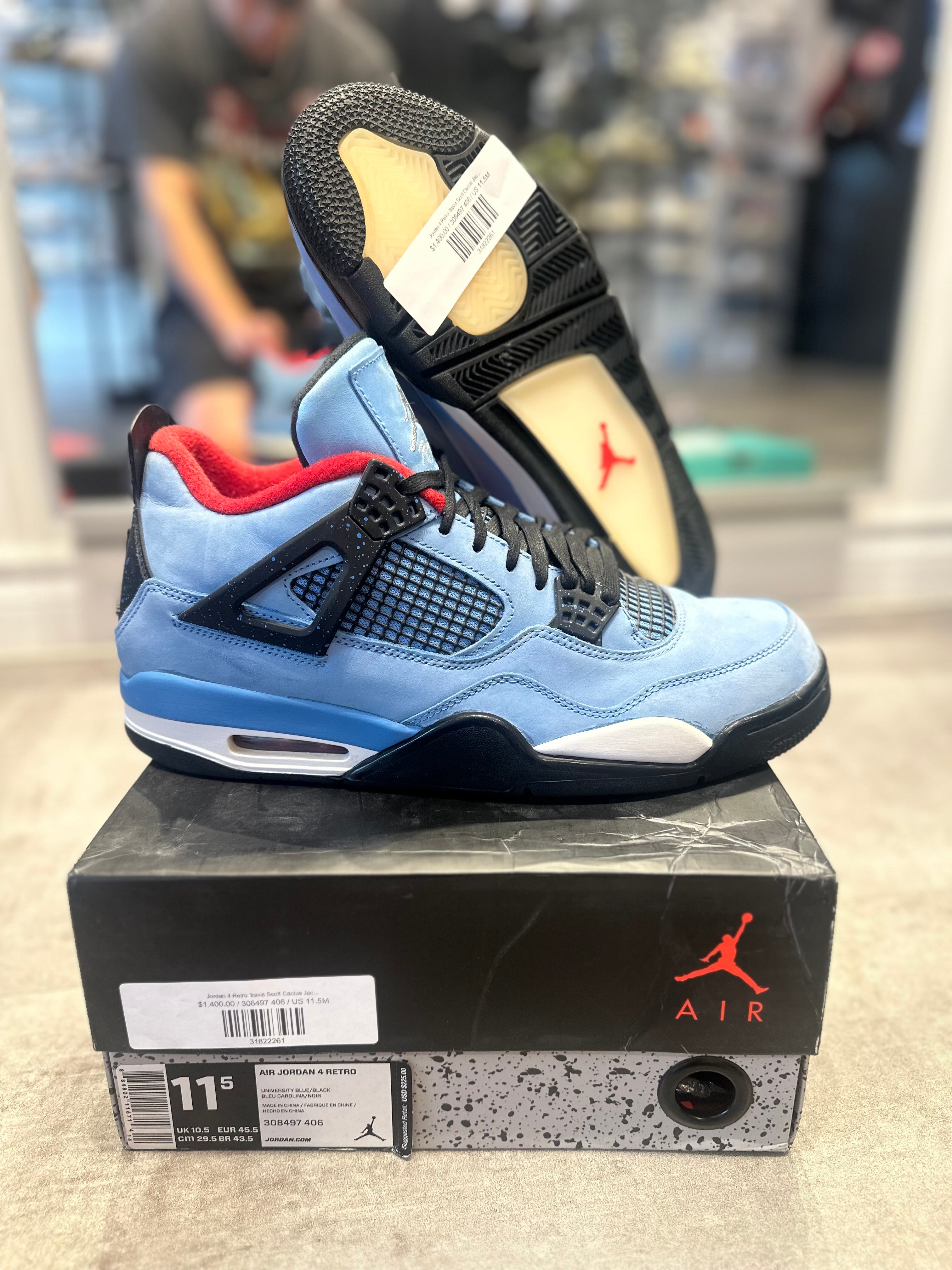 Jordan 4 Retro Travis Scott Cactus Jack (Lightly Used Size 11.5) - Pre-Owned