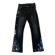 Amiri Paint Splatter Black Flared Denim (Preowned) - Pre-Owned