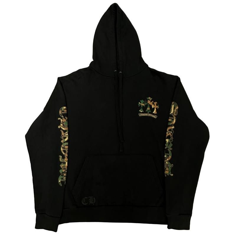 Chrome Hearts Camo Triple Cross Horseshoe Pull Over Hoodie Black - Pre-Owned Size M