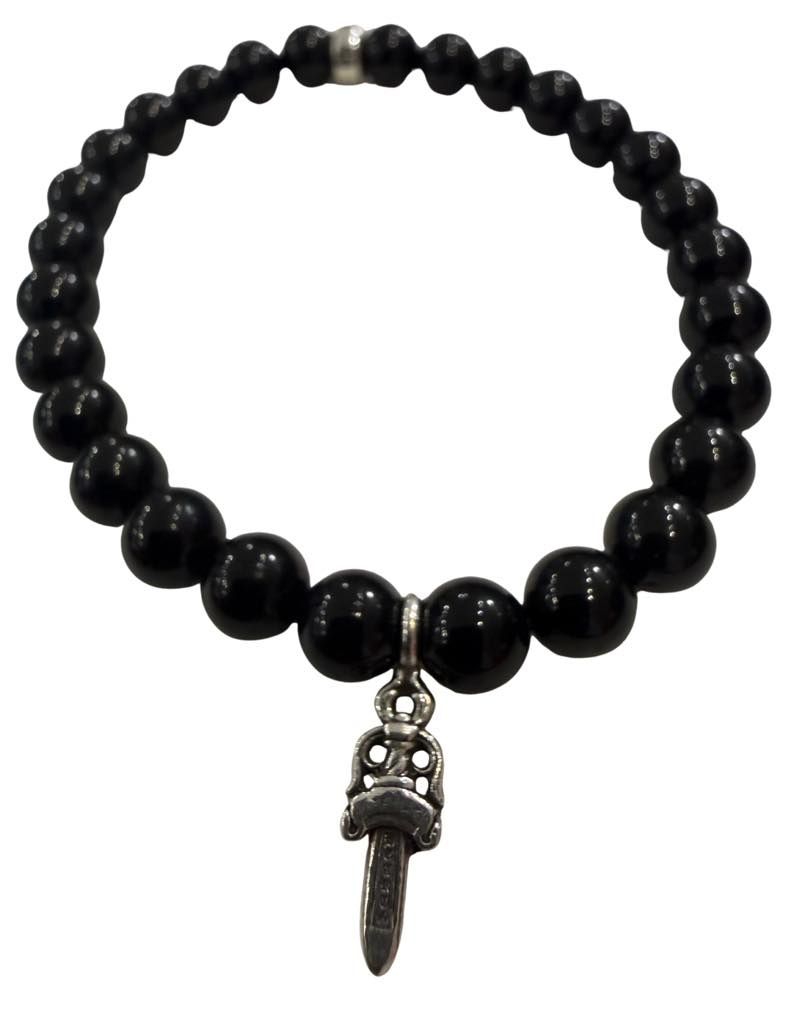 Chrome Hearts Dagger Charm Bead Bracelet Black - Lightly Used
