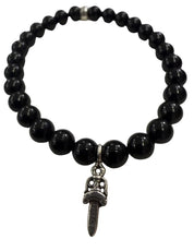 Chrome Hearts Dagger Charm Bead Bracelet Black - Lightly Used