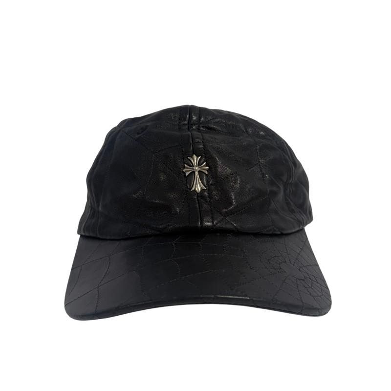 Chrome Hearts Spiderweb Silver Cross Hunslinger Belt Leather Hat Black - Lightly Pre-Owned