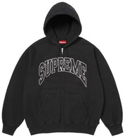 Supreme Cracked Raglan Zip Up Hooded Sweatshirt Black