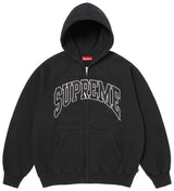 Supreme Cracked Raglan Zip Up Hooded Sweatshirt Black