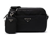 Prada Re-Nylon and Saffiano Leather Shoulder Bag Black - Pre-Owned