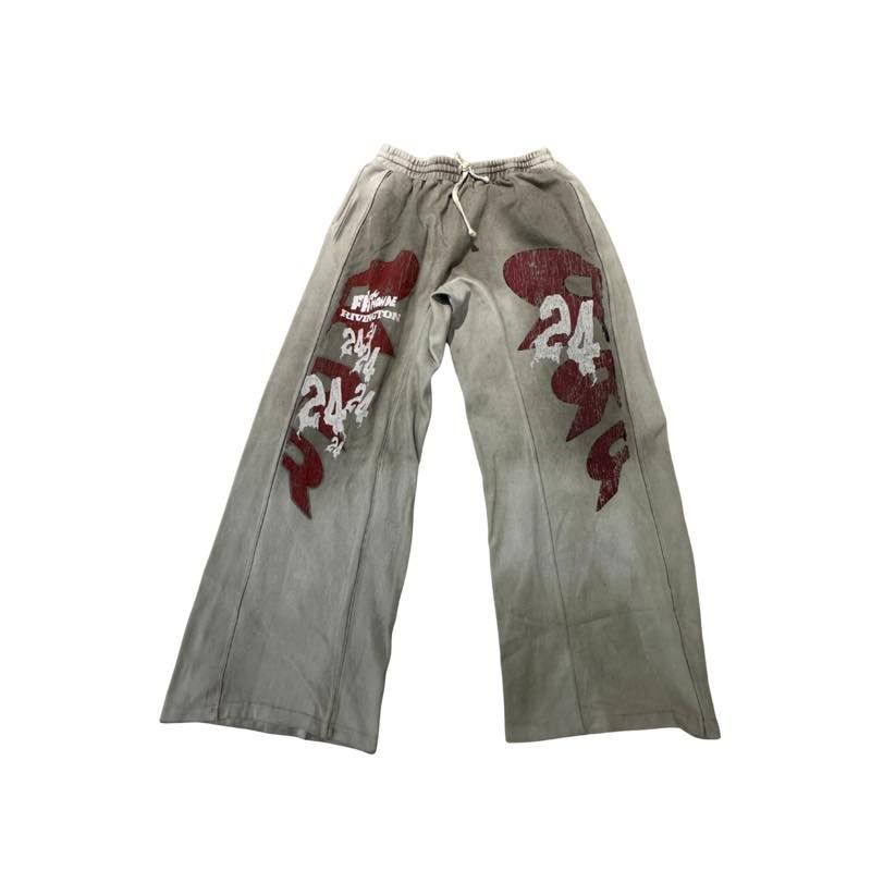 Rivington Roi Rebis Faster Flight Wide-Leg Logo Print Sweatpants Grey - Pre-Owned Size XL