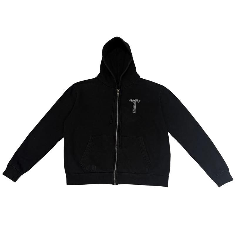 Chrome Hearts T-Bar Logo Shoulder Logo Zip-Up Hoodie Black - Pre-Owned Size M