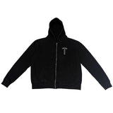 Chrome Hearts T-Bar Logo Shoulder Logo Zip-Up Hoodie Black - Pre-Owned Size M