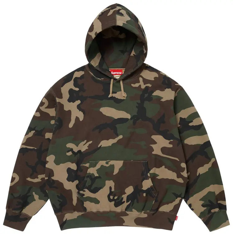 Supreme Satin Applique Hooded Sweatshirt (SS26) Woodland Camo