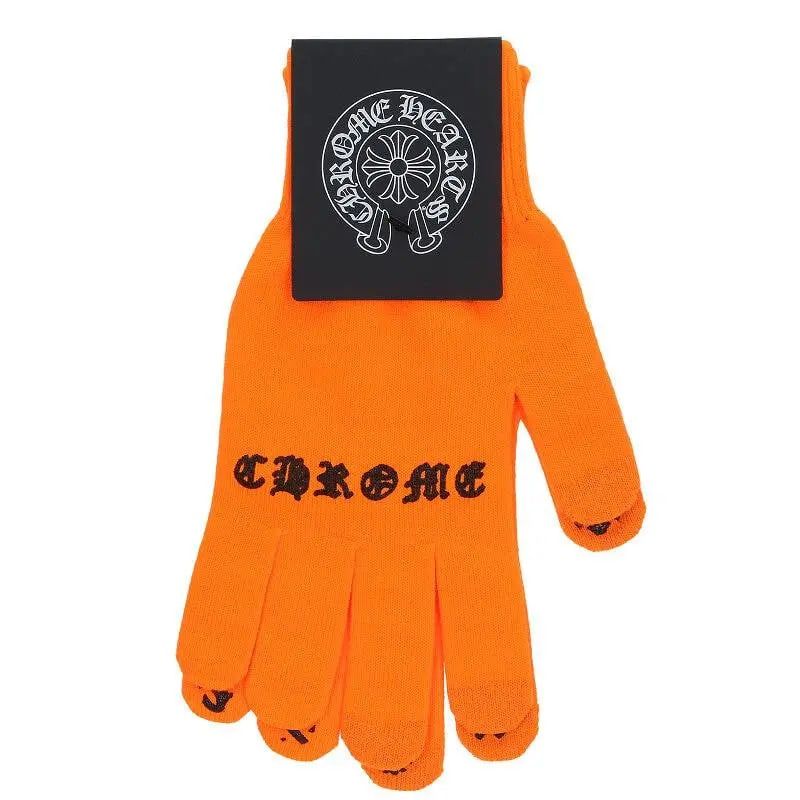 Chrome Hearts Orange Monogram Logo Work Gloves
