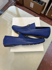 Versace Greca Medusa Leather Loafers Blue Leather - Pre-Owned Size 47