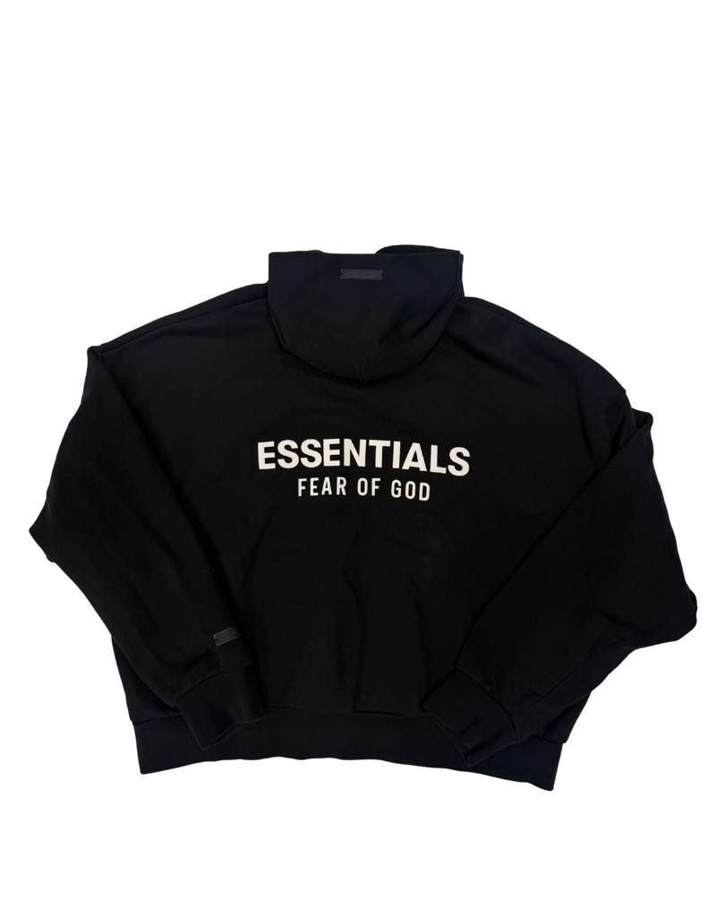 Fear of God Essentials Classic Fit Fleece Hoodie Black (FW25) - Pre-Owned Size XXL