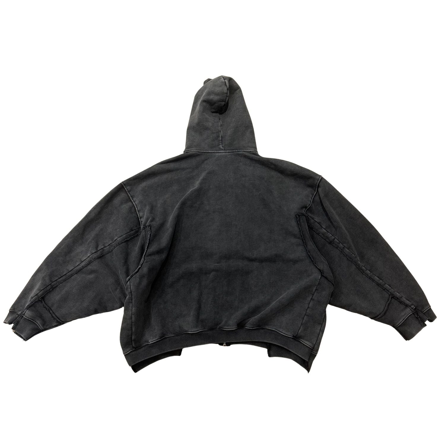 Vetements Raw Edge Deconstructed Zip-Up Hoodie Washed Black (Preowned Size M)