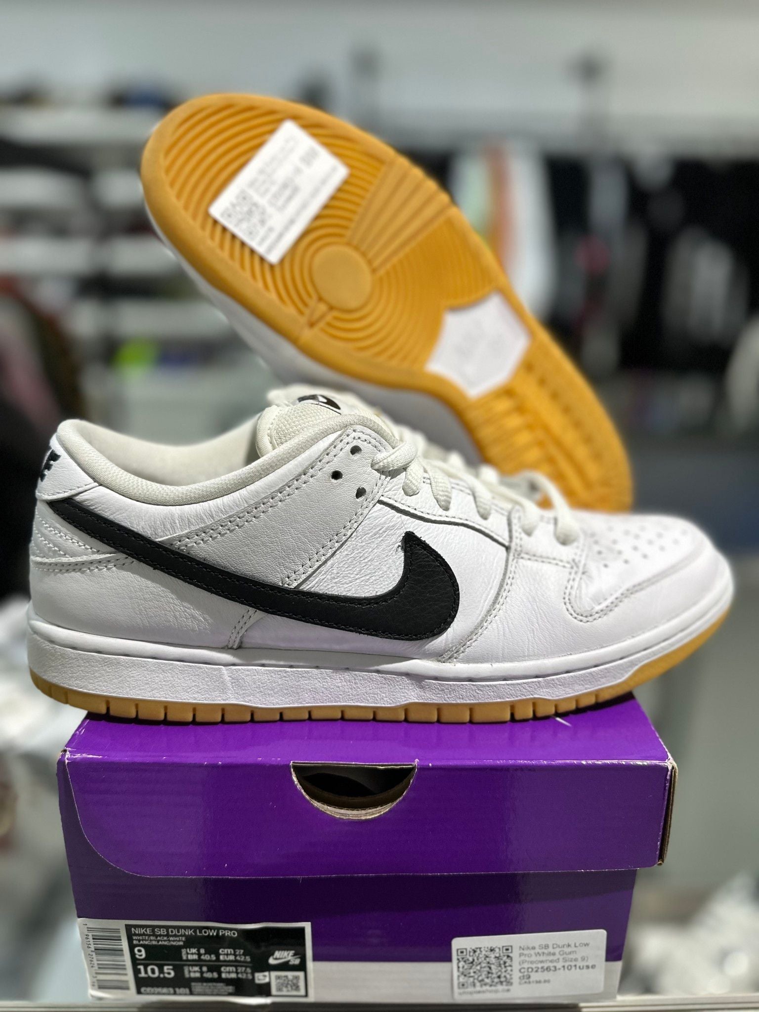 Nike SB Dunk Low Pro White Gum - Pre-Owned Size 9
