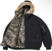 Supreme Reversible Faux Fur Hooded Work Jacket Black