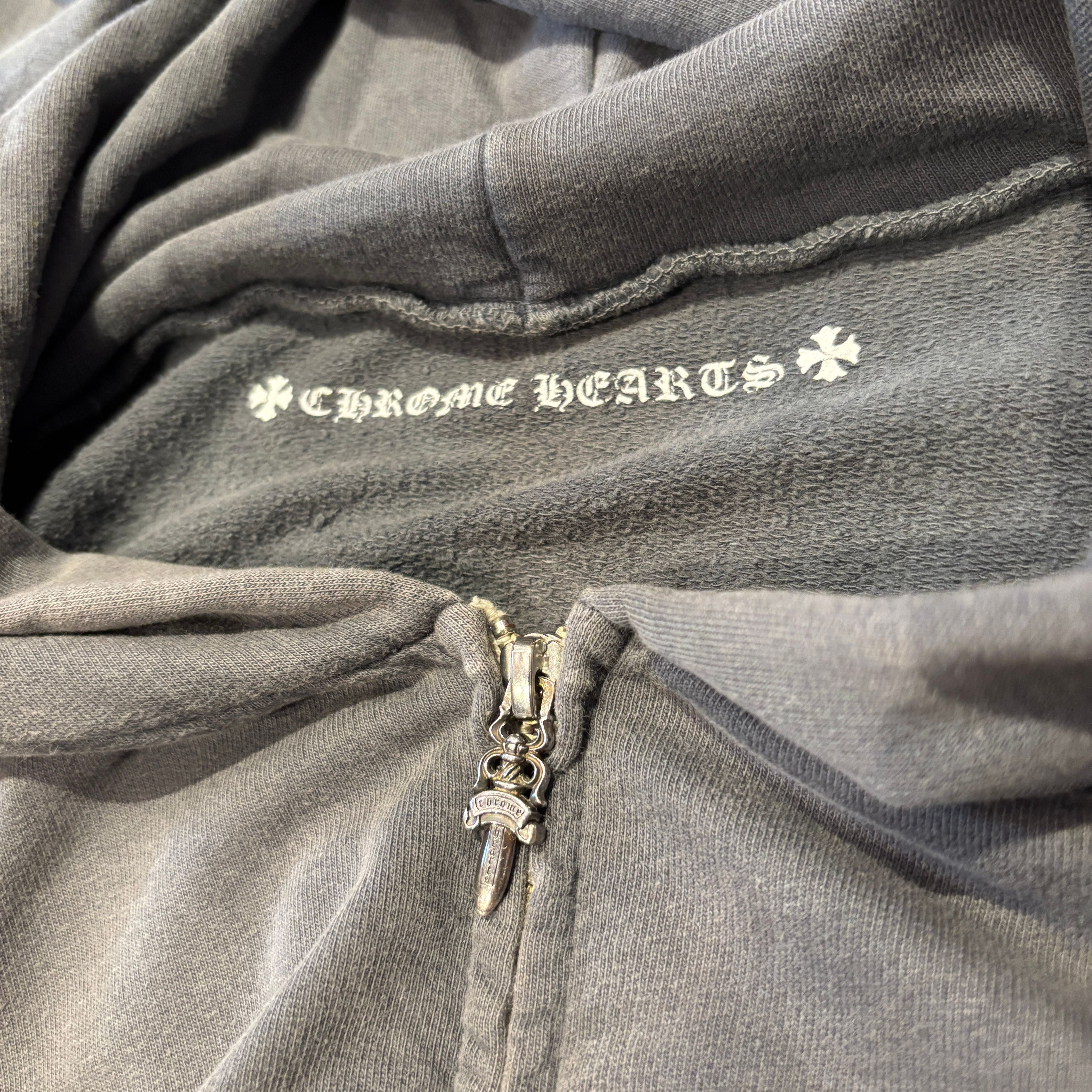 Chrome Hearts Friends and Family Exclusive Shoulder Floral Zip-Up Hoodie Grey - Lightly Pre-Owned Size S