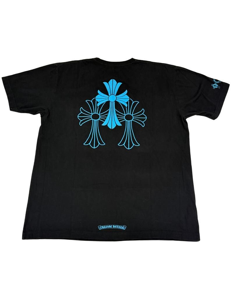 Chrome Hearts Blue Triple Cross Logo T-Shirt Black - Lightly Used Size XL