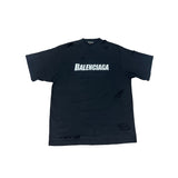 Balenciaga Distressed Logo T-Shirt Black - Pre-Owned Size XXS, Fits L