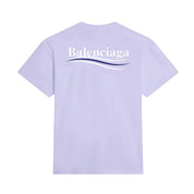 Balenciaga Women's Political Campaign Embroidered Logo T-shirt Purple