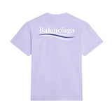 Balenciaga Women's Political Campaign Embroidered Logo T-shirt Purple