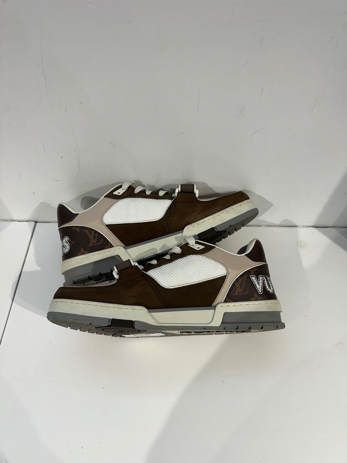 Louis Vuitton LV Trainer Moka Brown Monogram Flower - Pre-Owned Size 11 (No original box)