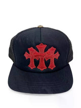 Chrome Hearts Red Triple Cross Patches St Barths Exclusive Trucker Hat