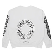 Chrome Hearts Floral Horseshoe Logo Crewneck White