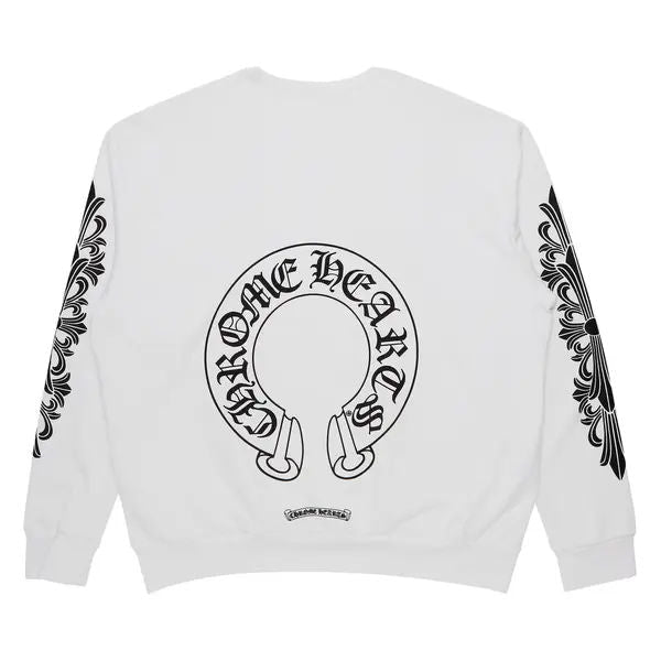 Chrome Hearts Floral Horseshoe Logo Crewneck White