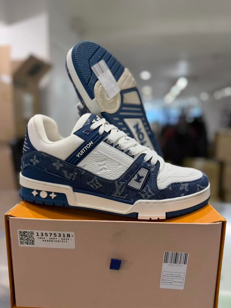 Louis Vuitton LV Trainer Monogram Denim White Blue - Worn Once LV 8.5/10M