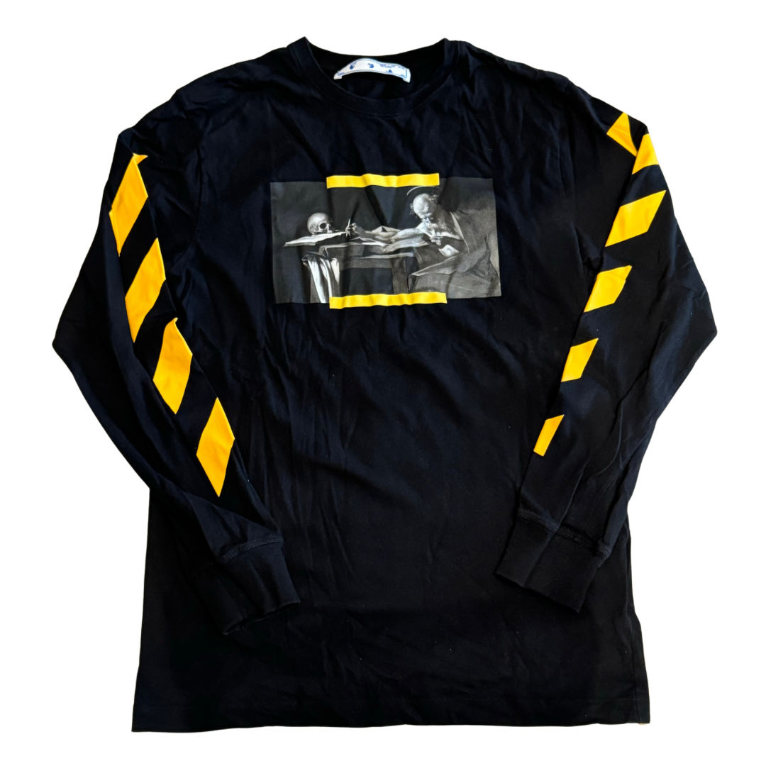 Off-White Caravaggio Painting Yellow Stripes L/S Shirt Black - Pre-Owned Size L