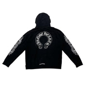 Chrome Hearts Floral Horseshoe Logo Zip Up Hoodie Black - Pre-Owned Size XL