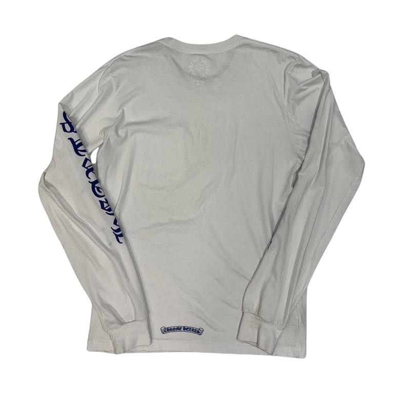 Chrome Hearts Neck Logo L/S T-Shirt White Blue - Pre-Owned Size M