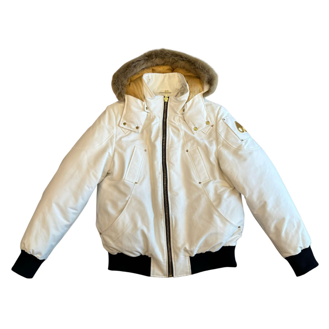 Moose Knuckles Ballistic Bomber Jacket White (Preowned size L) - Pre-Owned