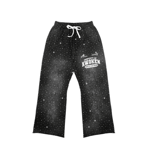 Awoken Dreams V5 Rhinestone Flared Sweatpants Black