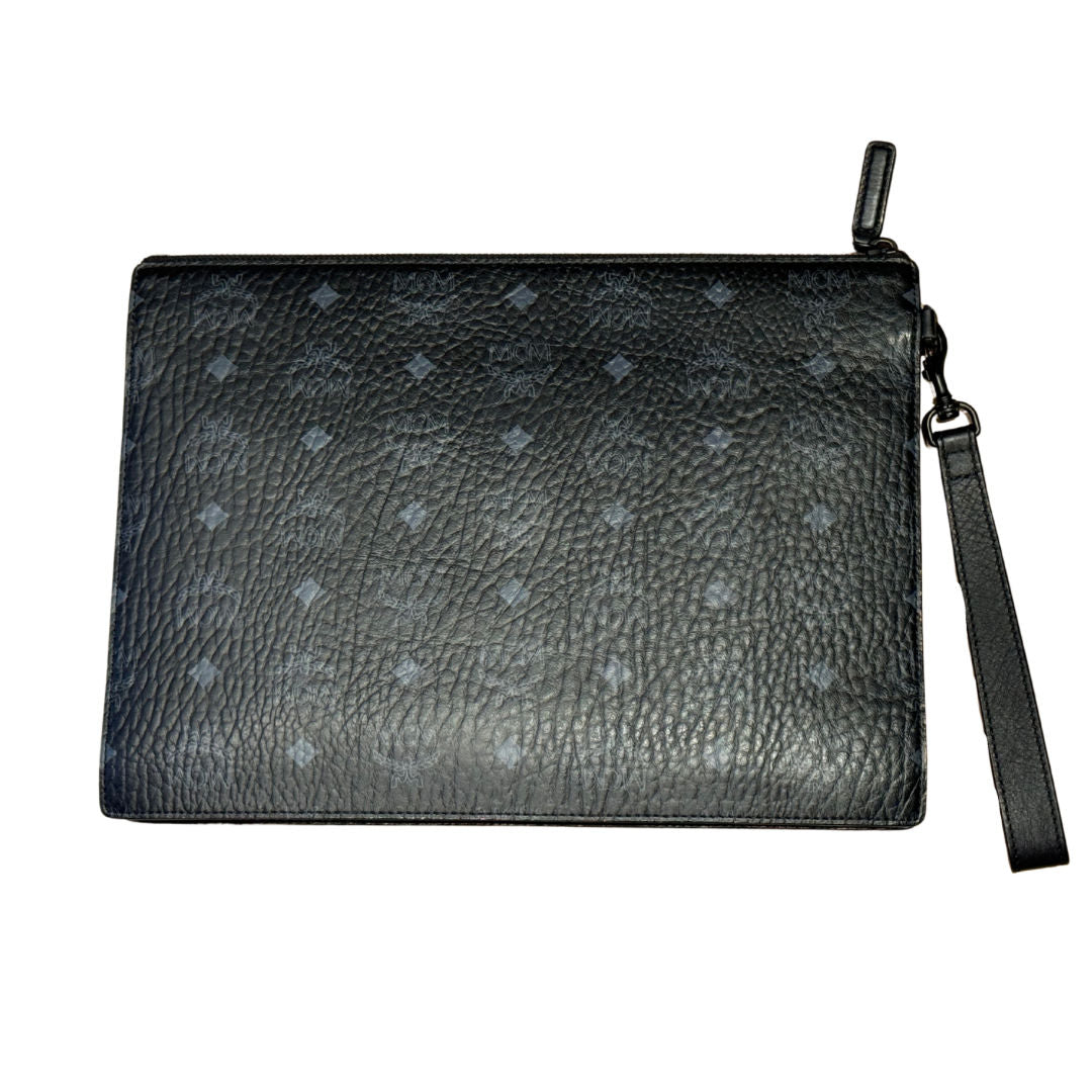 MCM Aren Wristlet Zip Pouch Black (Preowned) - Pre-Owned