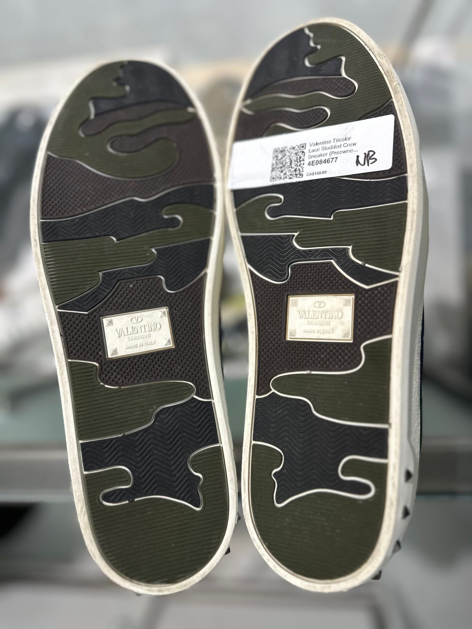 Valentino Tricolor Lace Studded Crew Sneaker - Pre-Owned Size 42 (No original box)