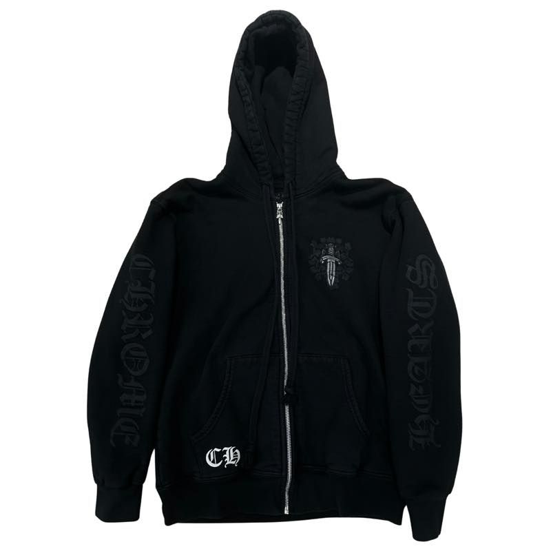 Chrome Hearts Silver Dagger Thermal Zip-Up Hoodie Black - Pre-Owned
