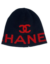 Chanel CC Logo Beanie Navy/Red