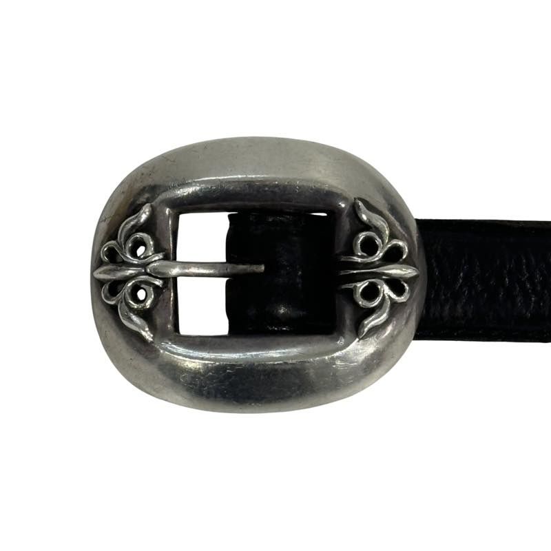 Chrome Hearts Double Fleur Buckle Leather Belt (34) (1 Inch Strap) - Pre Owned