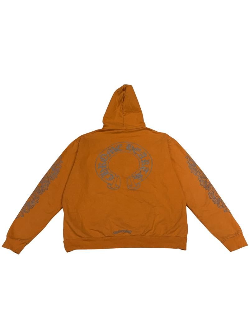 Chrome Hearts Orange & Silver Miami Exclusive Horseshoe Hoodie Lightly - Lightly Used Size L