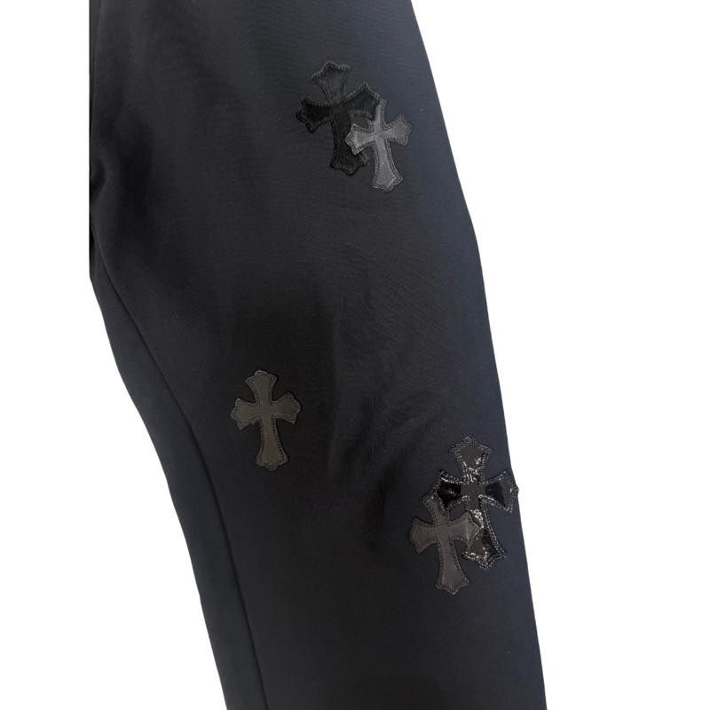 Chrome Hearts Pony/Patent/Leather Cross Patch Sweatpants Black - Lightly Pre-Owned Size L