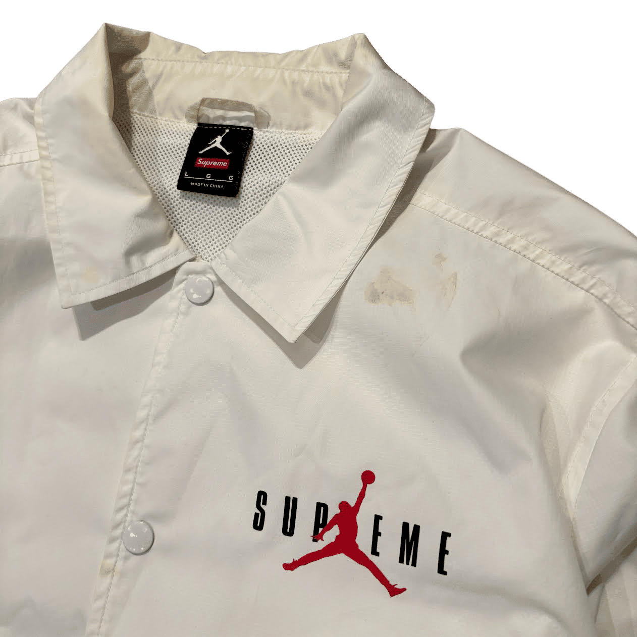 Supreme Jordan Coaches Jacket White - Pre-Owned Size L