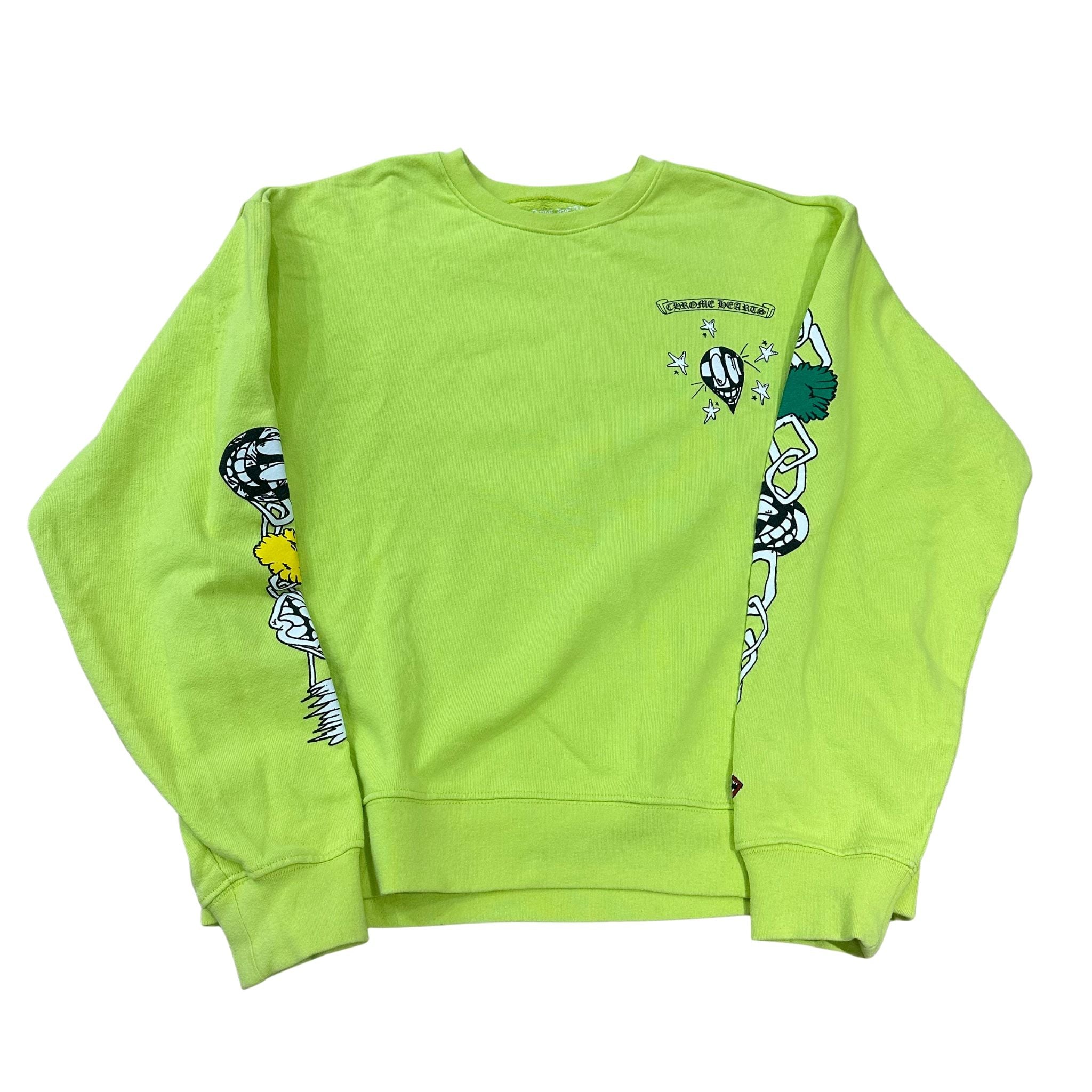 Chrome Hearts Matty Boy Link Crewneck Sweatshirt Lime Green - Pre-Owned Size M
