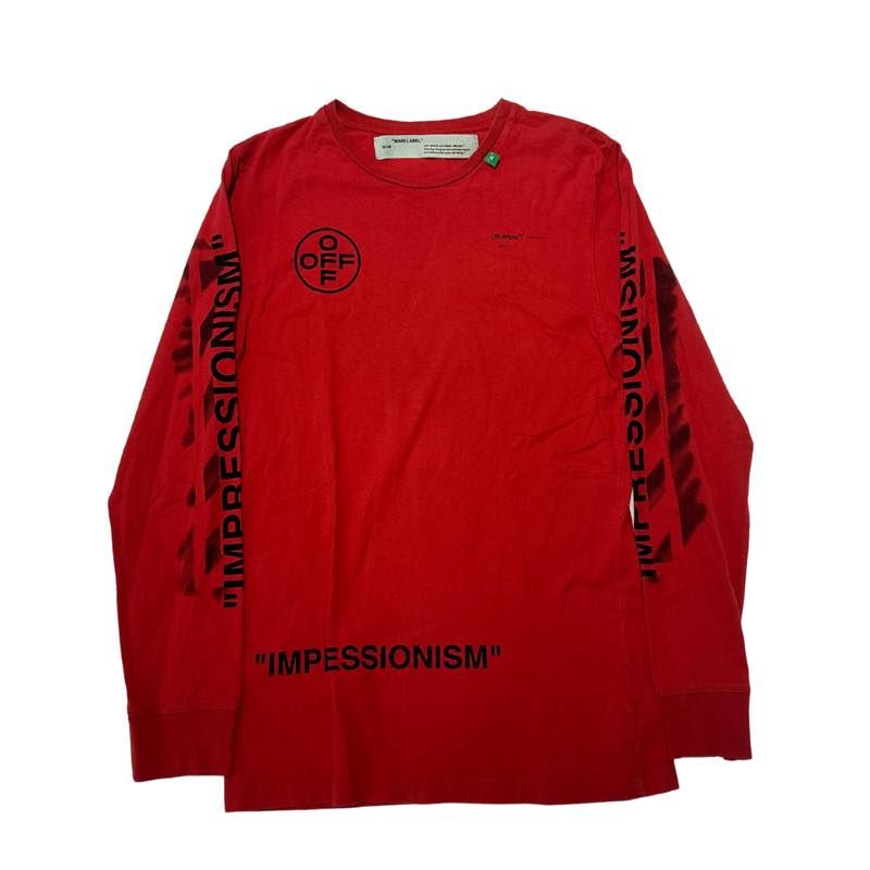 Off-White SS19 Impressionism Cross Arrow L/S T-Shirt Red - Pre-Owned Size S