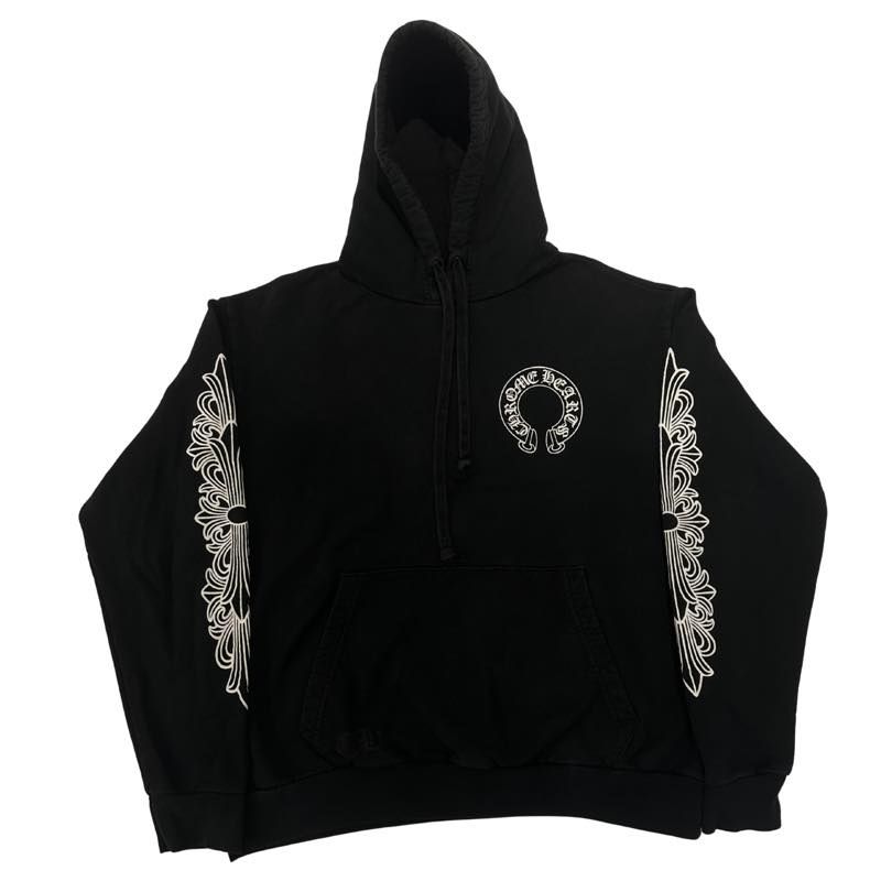 Chrome Hearts Horseshoe Floral Pullover Hoodie Black - Pre-Owned Size L