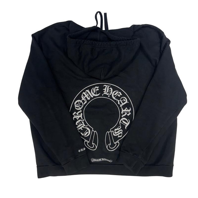 Chrome Hearts Online Silver Glitter Pullover Hoodie Black - Pre-Owned Size XL
