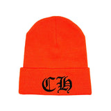 Chrome Hearts Embroidred CH Logo Beanie Orange Black