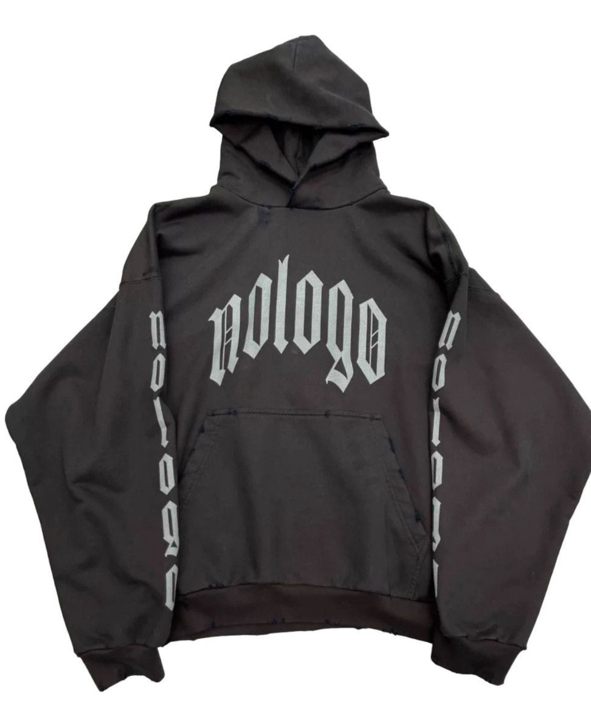 Balenciaga Distressed Nologo Hoodie Black