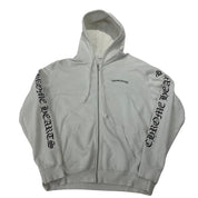 Chrome Hearts Rhodium Dagger Scroll Logo Zip-Up Hoodie White - Lightly Used Size XL